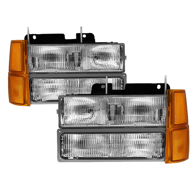 Xtune Chevy Suburban 94-98 Headlights W/ Corner & Parking Lights 8Pcs - Oem Hd-Jh-Cck94-Oe-C-Set 1
