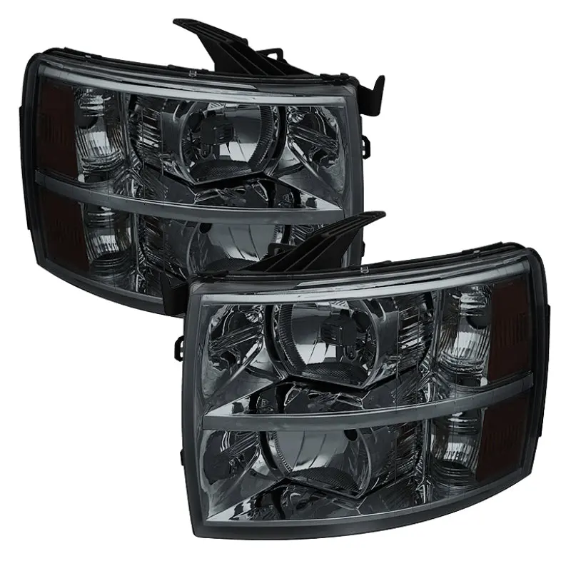 Xtune Chevy Silverado 07-13 Crystal Headlights Smoked Hd-Jh-Cs07-Am-Sm 1