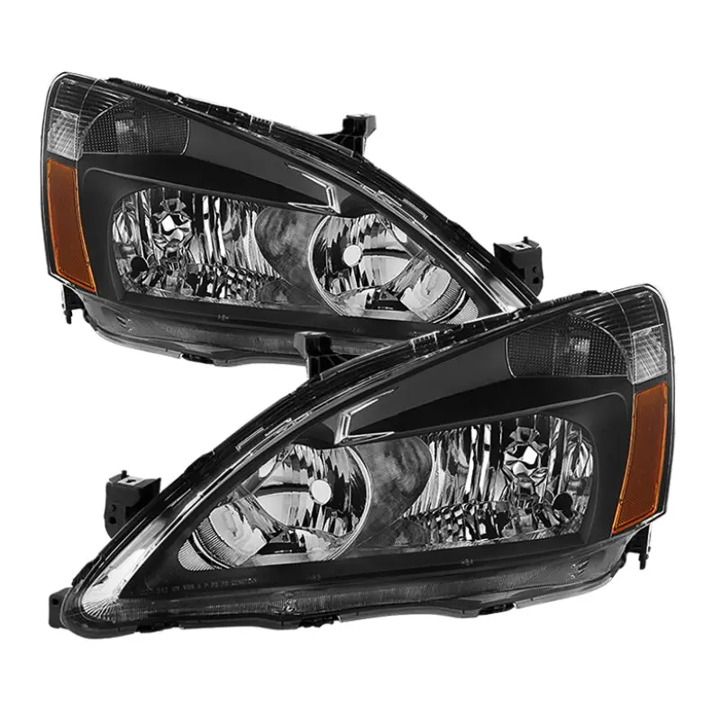 Xtune Honda Accord 03-07 Amber Crystal Headlights Black Hd-Jh-Ha03-Am-Bk 1