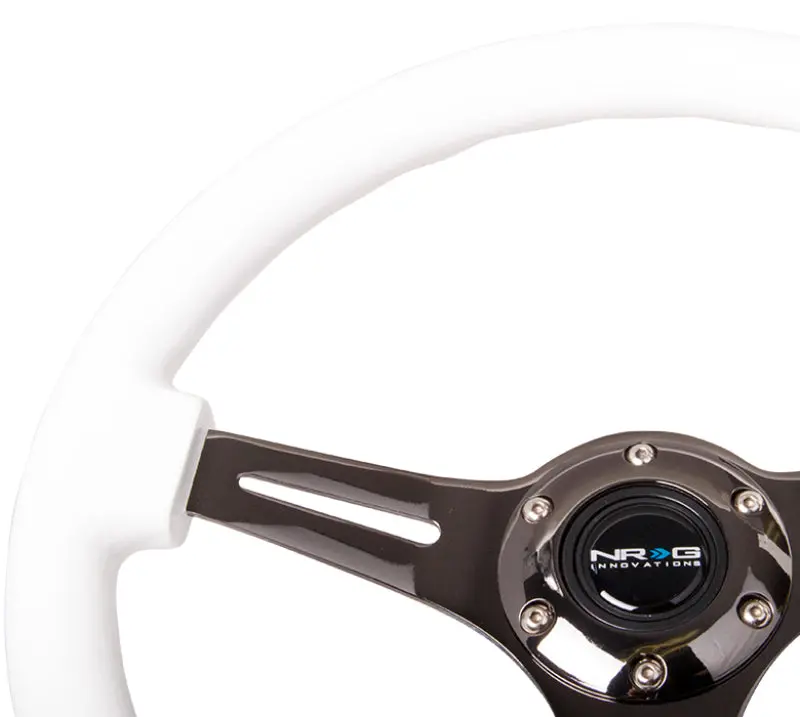 Nrg Classic Wood Grain Steering Wheel (350Mm) White Paint Grip W/Black 3-Spoke Center 1