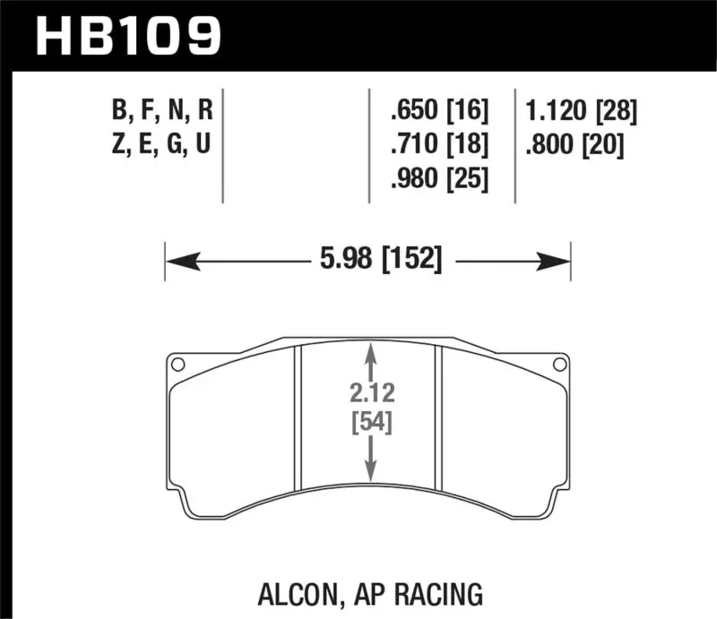 Hawk Ap Racing  Dtc-60 Rear Race Brake Pads 1