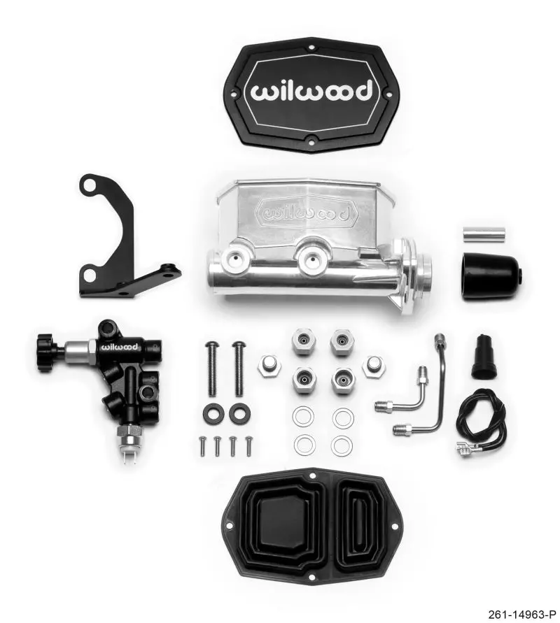 Wilwood Compact Tandem M/C - 1In Bore - W/Bracket And Valve - Ball Burnished 1