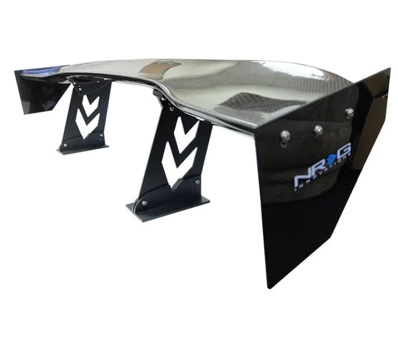 Nrg Carbon Fiber Spoiler - Universal (59In.) W/ Nrg Arrow Cut Out Stands And Large End Plates 1